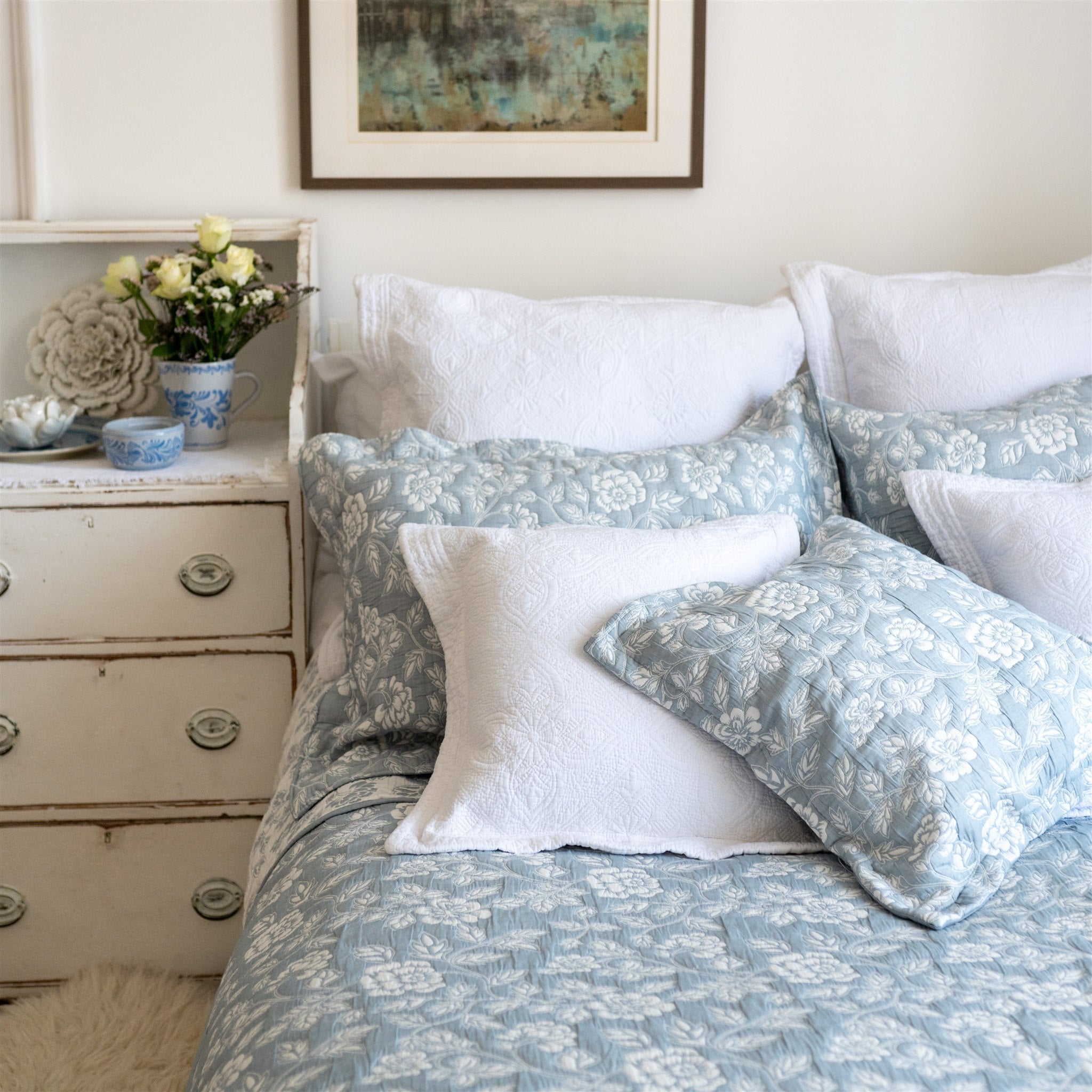 Eleanor Powder Blue Bedspread - Forever England