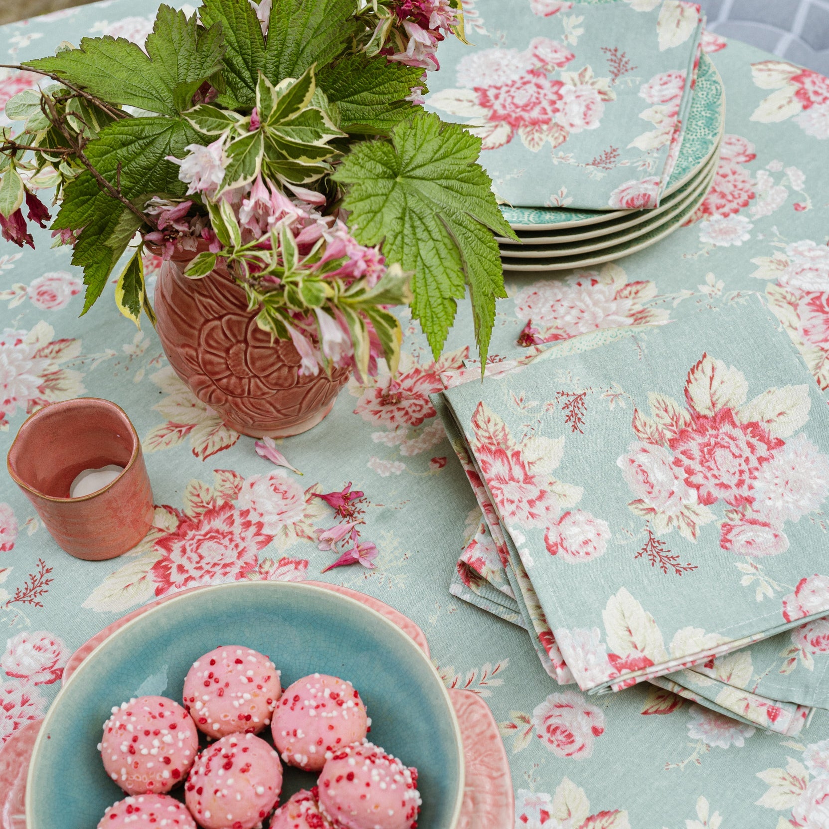 Elisa Duck Egg Tablecloth Range - Forever England