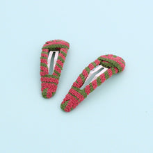 Load image into Gallery viewer, Fabric Set of 2 Hair Clips Green