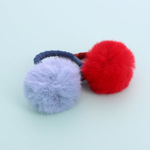 Set of 2 Pom-Pom Hairbands Red / Blue