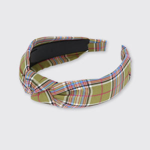 Gingham Knotted Headband Green - Forever England