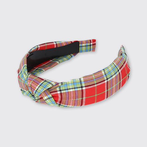 Gingham Knotted Headband Red - Forever England