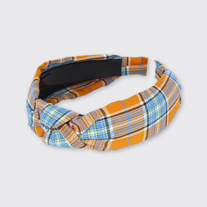 Gingham Knotted Headband Rust - Forever England