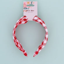 Load image into Gallery viewer, Gingham Wide Headband- Red - Forever England