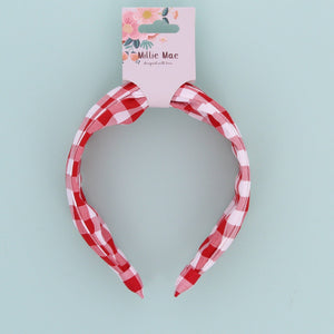 Gingham Wide Headband- Red - Forever England