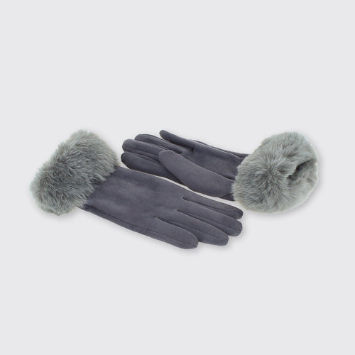 Gracie Gloves with Fur Edge Grey - Forever England