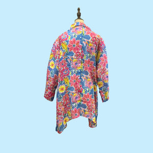 Greta Button Shirt- Pink Floral- S/M (Small /Medium) - Forever England