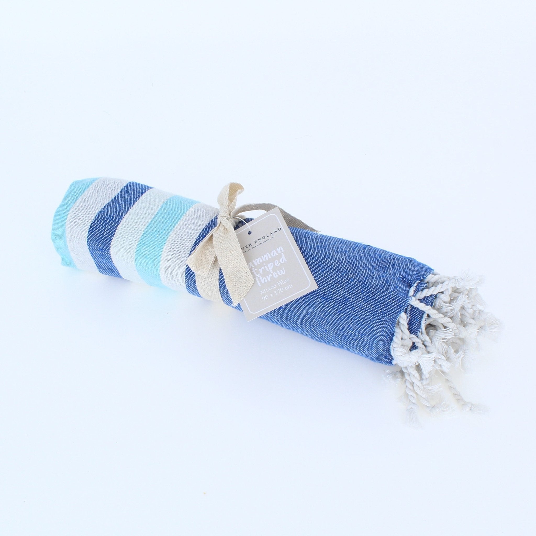 Hammam Striped Towel /Throw- Mixed Blue - Forever England