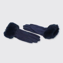 Load image into Gallery viewer, Hazel Gloves with Fur Edge Navy - Forever England