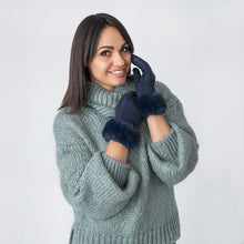 Load image into Gallery viewer, Hazel Gloves with Fur Edge Navy - Forever England