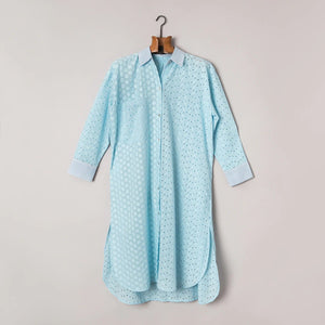 Heather Blue Embroidered Shirt - Forever England