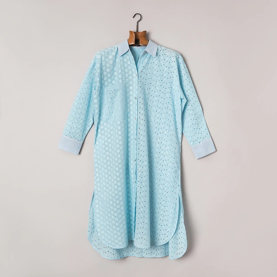 Heather Blue Embroidered Shirt - Forever England