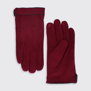 Hector Faux Suede Touch Screen Glove Burgundy - Forever England