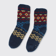 Load image into Gallery viewer, Men&#39;s Fair Isle Slipper Socks Blue Forever England