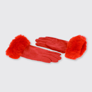 Helen Gloves with Fur Edge Red - Forever England