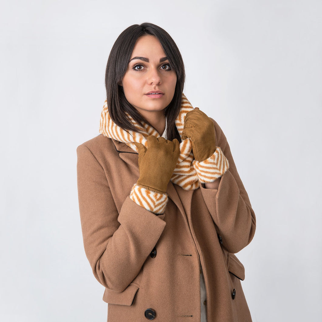 Iris Zebra Print Mustard Snood - Forever England