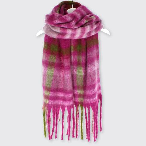 Isla Blanket Scarf- Mulberry/Green - Forever England