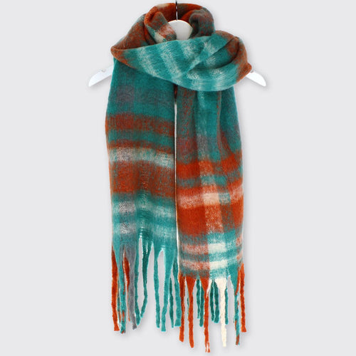Isla Blanket Scarf-Teal Green/Rust - Forever England