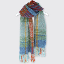 Load image into Gallery viewer, Lorna Boucle Scarf/Wrap-Rust/Blue - Forever England