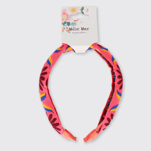 Lotus Flower Wide Headband- Pink/Red - Forever England