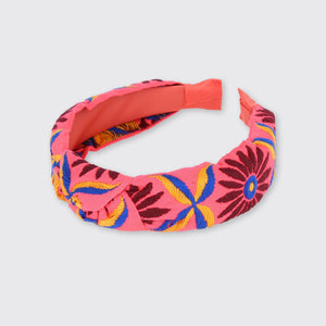 Lotus Flower Wide Headband- Pink/Red - Forever England