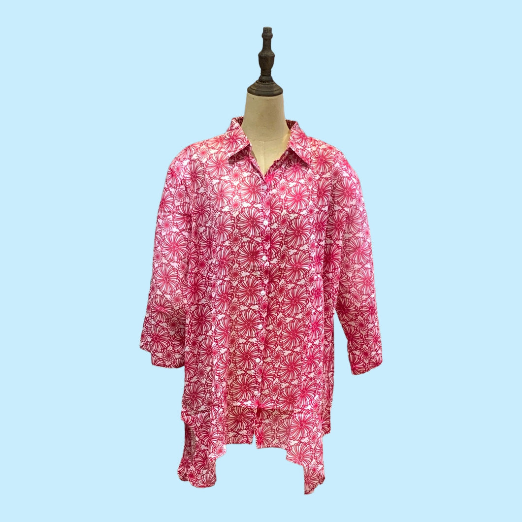 Lydia Button Shirt- Pink- L (Large) - Forever England