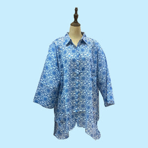 Lydia Button Shirt- Sky Blue- L (Large) - Forever England