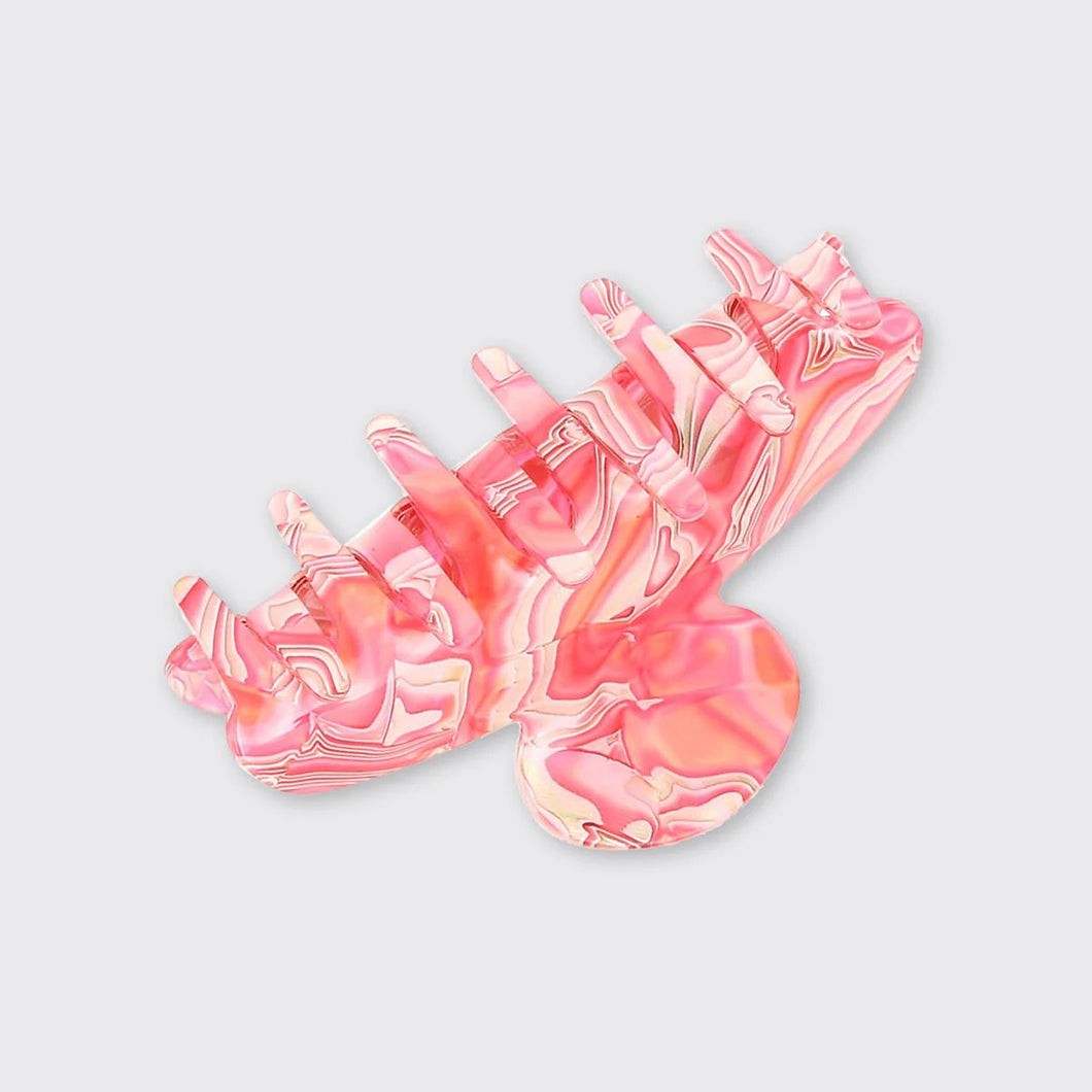 Marble Medium Claw Hair Clip- Pink - Forever England