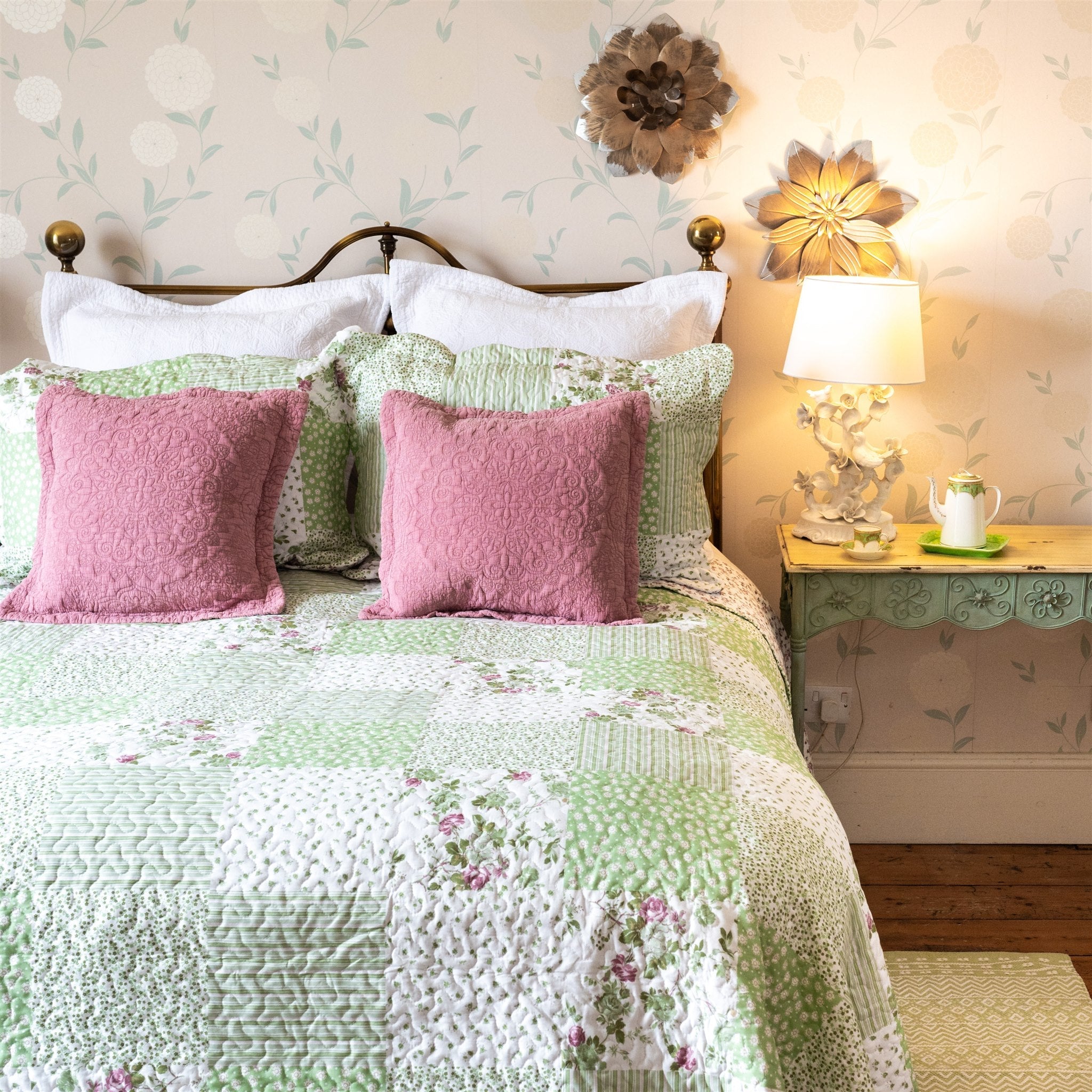 Matilda Green Patchwork Bedspread - Forever England