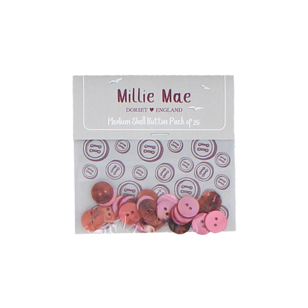 Medium Shell Pink Button Pack of 25 - Forever England
