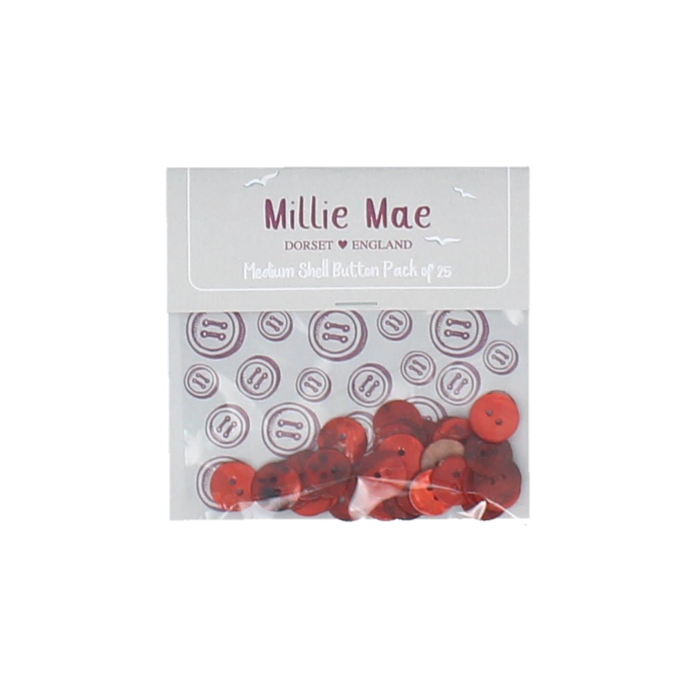 Red Shell Button Medium Shell Red Button Pack of 25 – Forever England