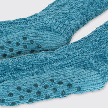 Load image into Gallery viewer, Ladies Chenille Slipper Socks Azure Blue Forever England