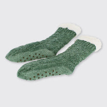 Load image into Gallery viewer, Ladies Chenille Slipper Socks Forest Green Forever England