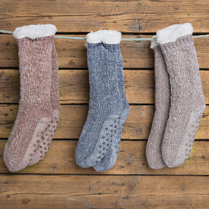 Molly Ladies Chenille Slipper Socks - Blush - Forever England