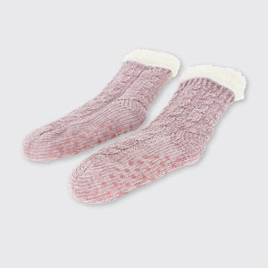 Molly Ladies Chenille Slipper Socks - Blush - Forever England