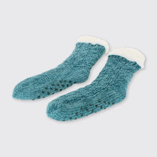 Load image into Gallery viewer, Ladies Chenille Slipper Socks Duck Egg Blue Forever England