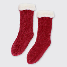 Load image into Gallery viewer, Ladies Chenille Slipper Socks Red Forever England