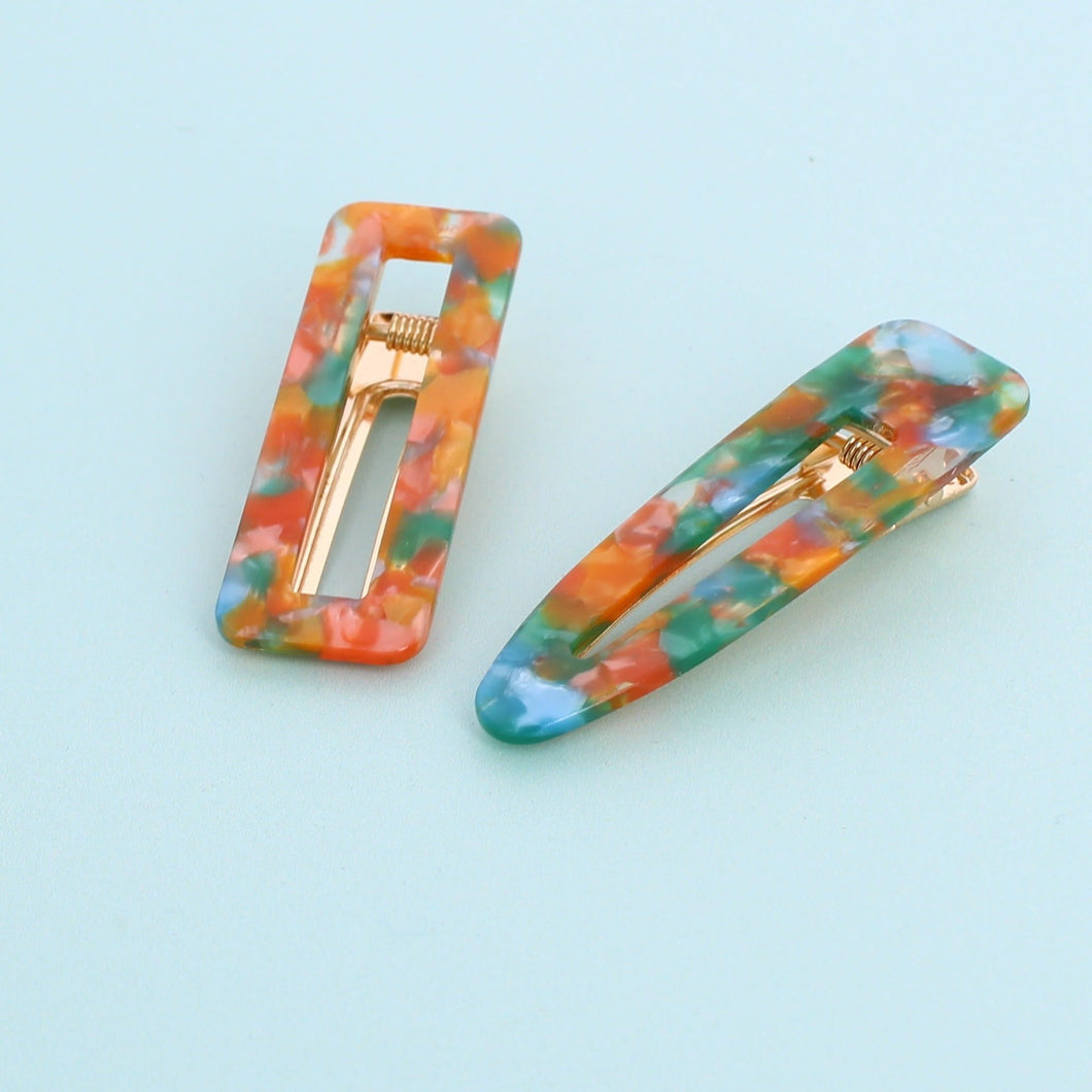 Multi Onyx Rust Set of 2 Hair Clips - Forever England