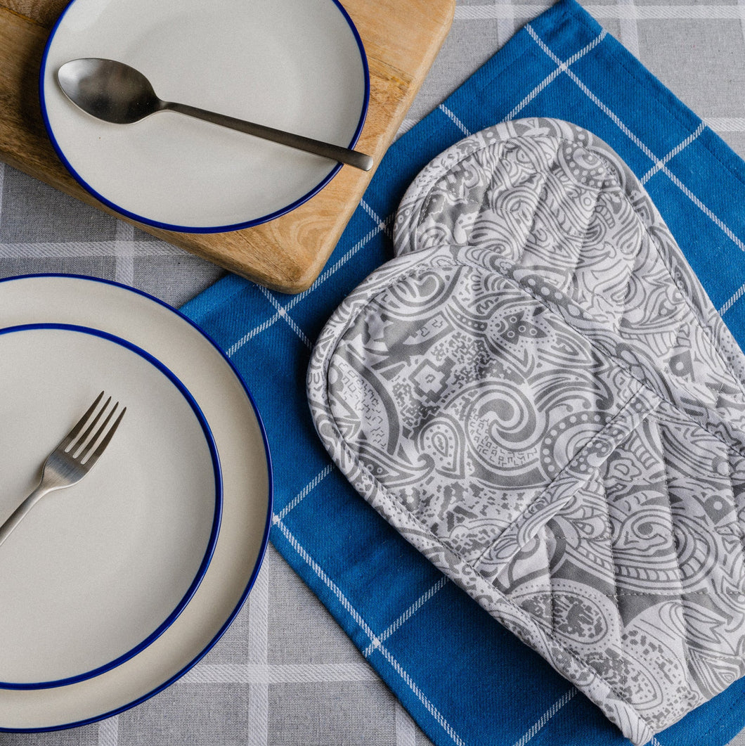 Paisley Grey Double Oven Glove - Forever England