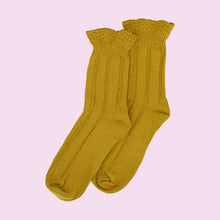 Load image into Gallery viewer, Ruffle Top Ochre Socks - Forever England