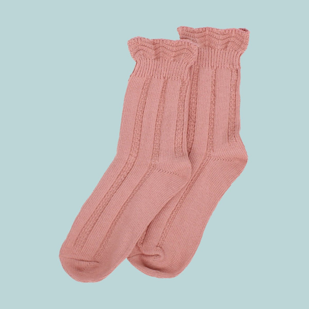 Ruffle Top Pink Socks - Forever England