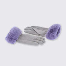 Load image into Gallery viewer, Ruth Gloves with Fur Edge Grey / Lilac - Forever England