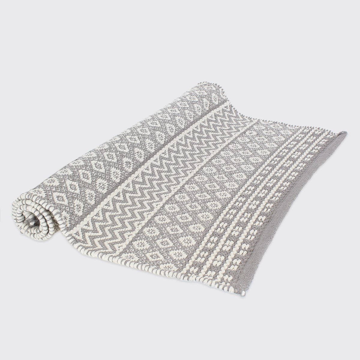 Sajani Hand Woven Cotton Rug -Grey - Forever England