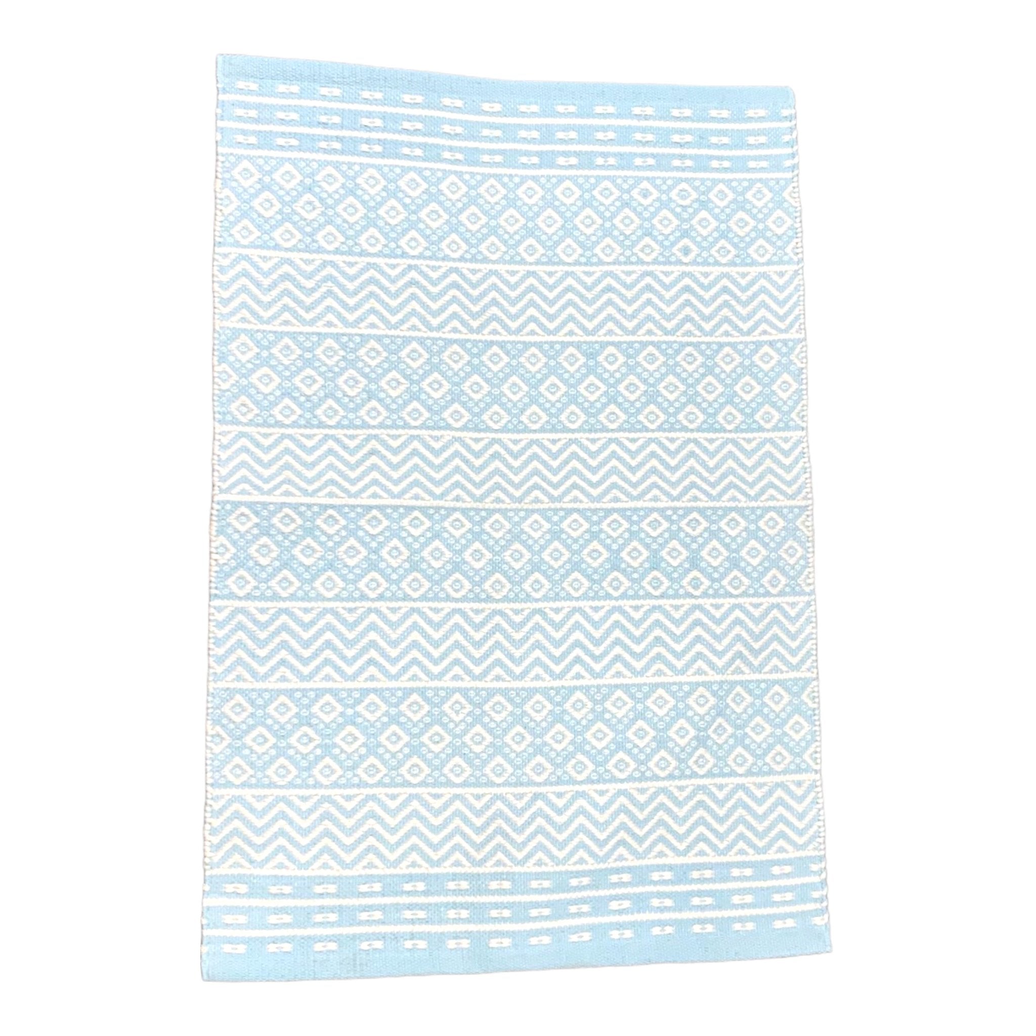 Sajani Hand Woven Cotton Rug- Sky Blue - Forever England