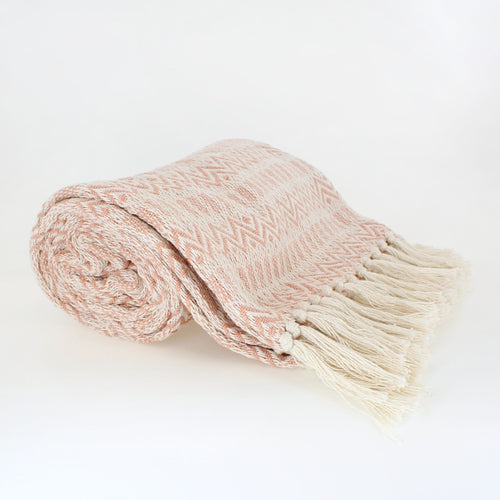 Sajani Hand Woven Cotton Throw - Coral Pink - Forever England