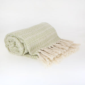 Sajani Hand Woven Cotton Throw - Pistachio Green - Forever England