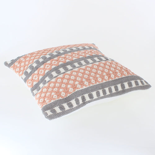 Sajani Handmade Aztec Weave Cushion - Coral/Grey - Forever England