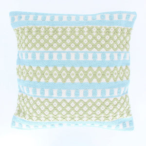 Sajani Handmade Aztec Weave Cushion- Green/Blue - Forever England