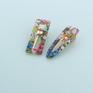 Set of 2 Blue Floral Hair clips- Blue - Forever England