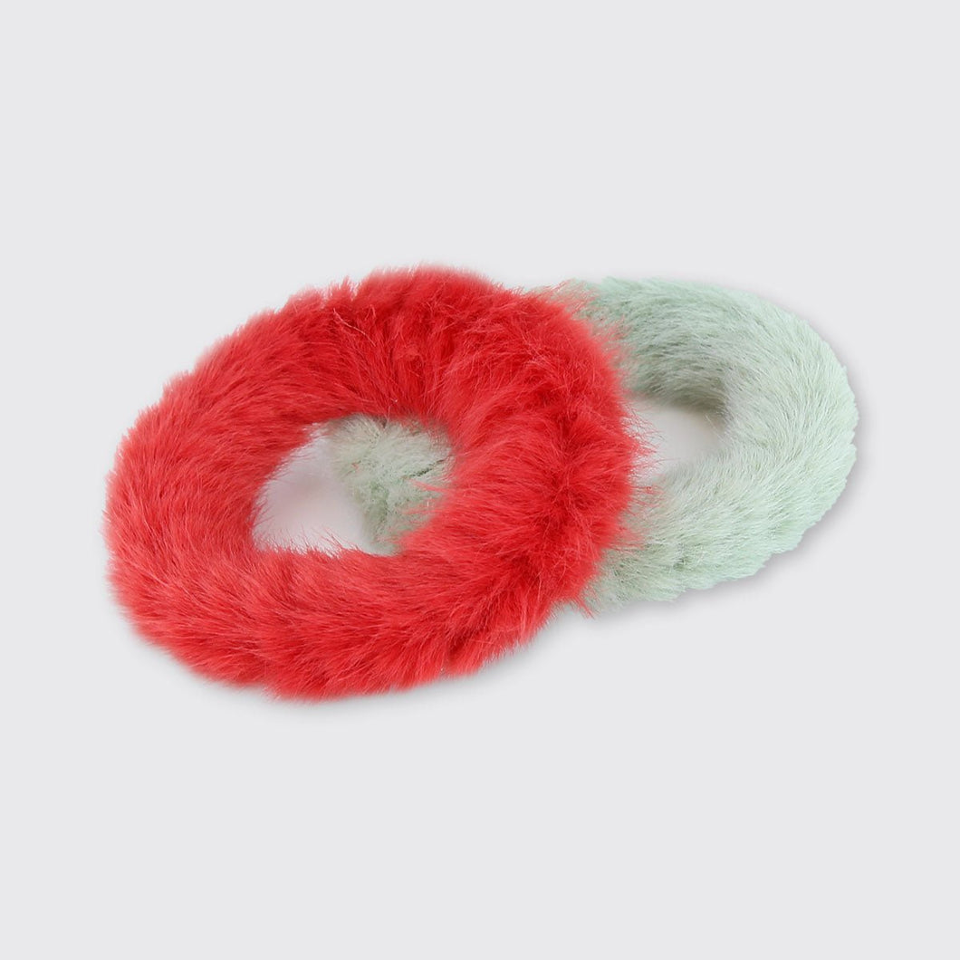 Set of 2 Furry Hairbands Burgundy / Green - Forever England